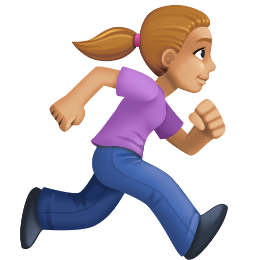 Mulher correndo de frente para a direita: tom de pele médio-claro para Facebook 16.0