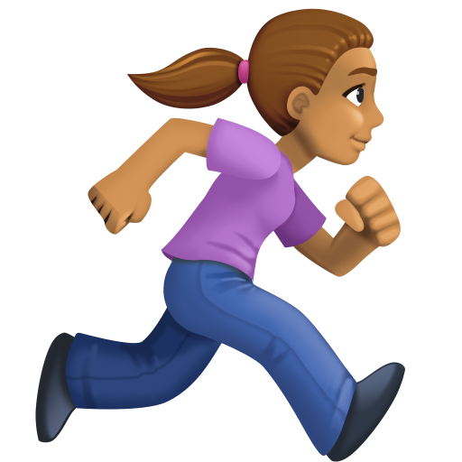 Жінка біжить праворуч: середній тон шкіри для Facebook 16.0