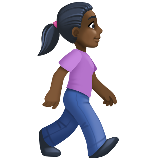 Mulher caminhando de frente para a direita: tom de pele escuro para Facebook 16.0