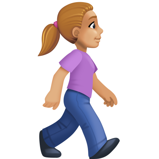 Mulher caminhando de frente para a direita: tom de pele médio-claro para Facebook 16.0