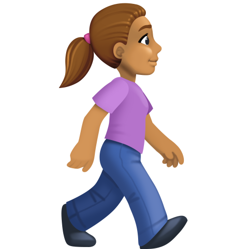 Mulher caminhando de frente para a direita: tom de pele médio para Facebook 16.0