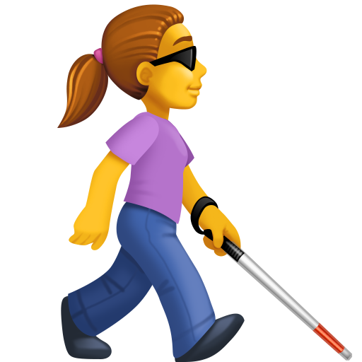 Жінка з білою тростиною, що дивиться праворуч для Facebook 16.0