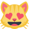 Rosto De Gato Sorridente Com Olhos De Coração