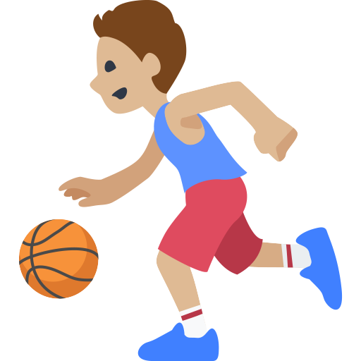 Homem Jogando Basquete: Tom de Pele Médio-Claro