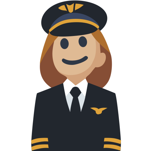 Piloto De Avião Mulher: Tom de Pele Médio-Claro