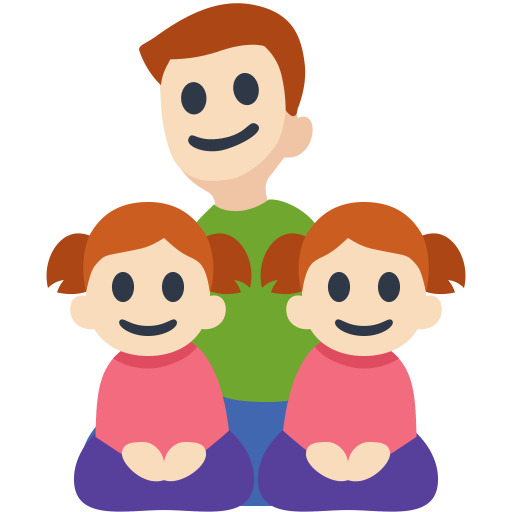 Família - Homem: Tom de Pele Claro, Menina: Tom de Pele Claro, Menina: Tom de Pele Claro