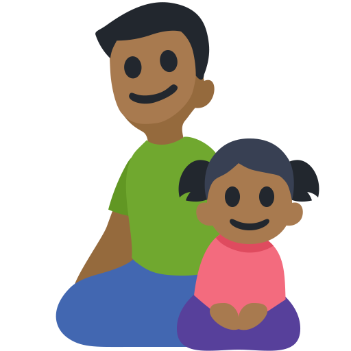 Família - Homem: Tom de Pele Médio-Escuro, Menina: Tom de Pele Médio-Escuro
