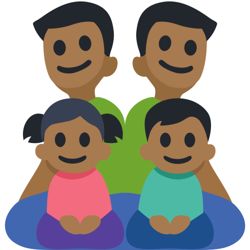 Família - Homem: Tom de Pele Médio-Escuro, Homem: Tom de Pele Médio-Escuro, Menina: Tom de Pele Médio-Escuro, Menino: Tom de Pele Médio-Escuro