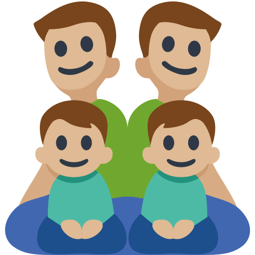 Família - Homem: Tom de Pele Médio-Claro, Homem: Tom de Pele Médio-Claro, Menino: Tom de Pele Médio-Claro, Menino: Tom de Pele Médio-Claro