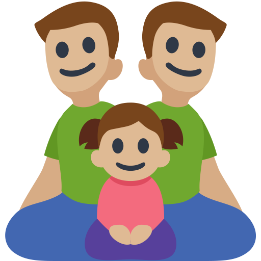 Família - Homem: Tom de Pele Médio-Claro, Homem: Tom de Pele Médio-Claro, Menina: Tom de Pele Médio-Claro