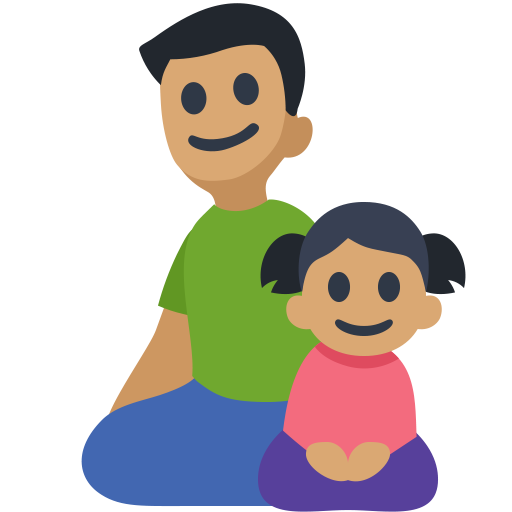 Família - Homem: Tom de Pele Médio, Menina: Tom de Pele Médio