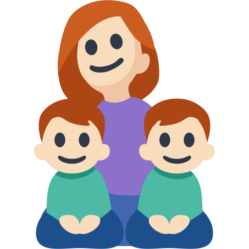 Família - Mulher: Tom de Pele Claro, Menino: Tom de Pele Claro, Menino: Tom de Pele Claro