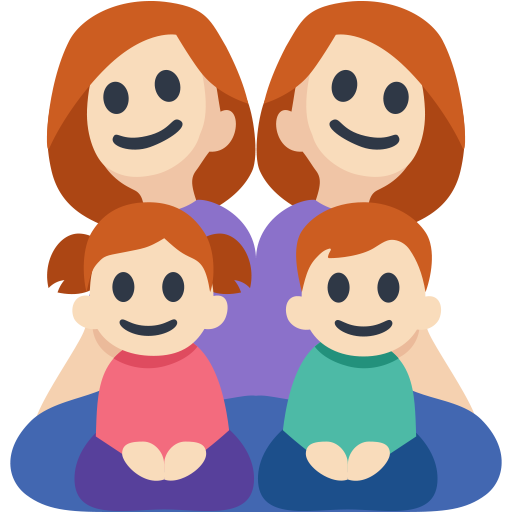 Família - Mulher: Tom de Pele Claro, Mulher: Tom de Pele Claro, Menina: Tom de Pele Claro, Menino: Tom de Pele Claro