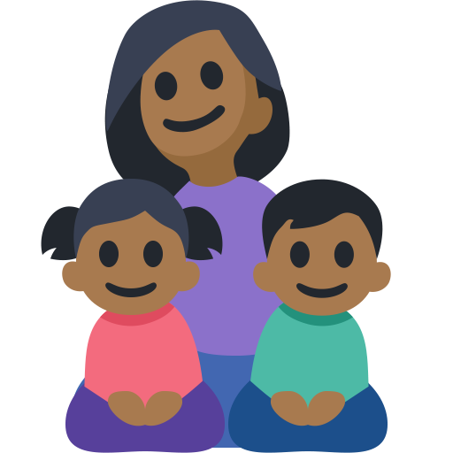 Família - Mulher: Tom de Pele Médio-Escuro, Menina: Tom de Pele Médio-Escuro, Menino: Tom de Pele Médio-Escuro