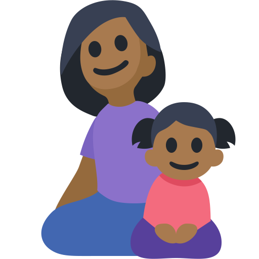 Família - Mulher: Tom de Pele Médio-Escuro, Menina: Tom de Pele Médio-Escuro