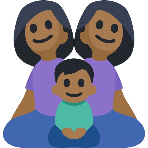 Família - Mulher: Tom de Pele Médio-Escuro, Mulher: Tom de Pele Médio-Escuro, Menino: Tom de Pele Médio-Escuro
