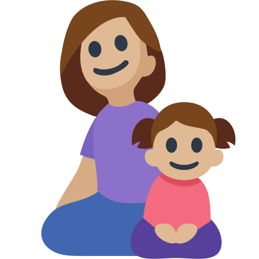Família - Mulher: Tom de Pele Médio-Claro, Menina: Tom de Pele Médio-Claro
