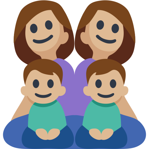 Família - Mulher: Tom de Pele Médio-Claro, Mulher: Tom de Pele Médio-Claro, Menino: Tom de Pele Médio-Claro, Menino: Tom de Pele Médio-Claro