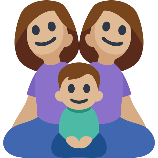 Família - Mulher: Tom de Pele Médio-Claro, Mulher: Tom de Pele Médio-Claro, Menino: Tom de Pele Médio-Claro