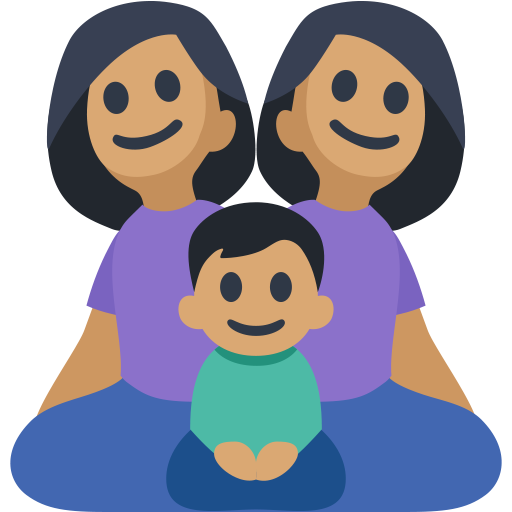 Família - Mulher: Tom de Pele Médio, Mulher: Tom de Pele Médio, Menino: Tom de Pele Médio