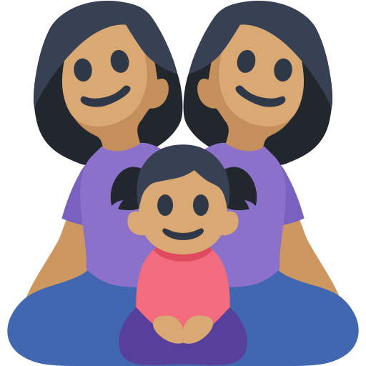 Família - Mulher: Tom de Pele Médio, Mulher: Tom de Pele Médio, Menina: Tom de Pele Médio