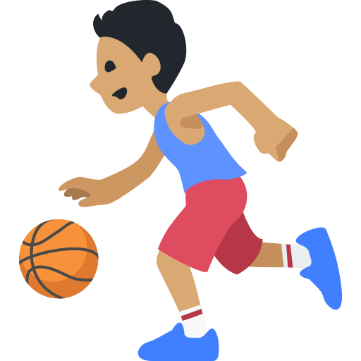 Homem Jogando Basquete: Tom de Pele Médio
