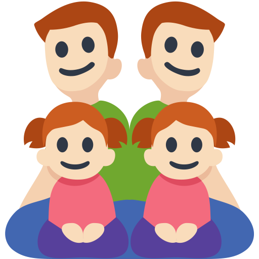 Família - Homem: Tom de Pele Claro, Homem: Tom de Pele Claro, Menina: Tom de Pele Claro, Menina: Tom de Pele Claro