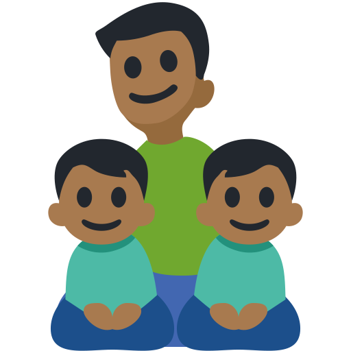 Família - Homem: Tom de Pele Médio-Escuro, Menino: Tom de Pele Médio-Escuro, Menino: Tom de Pele Médio-Escuro
