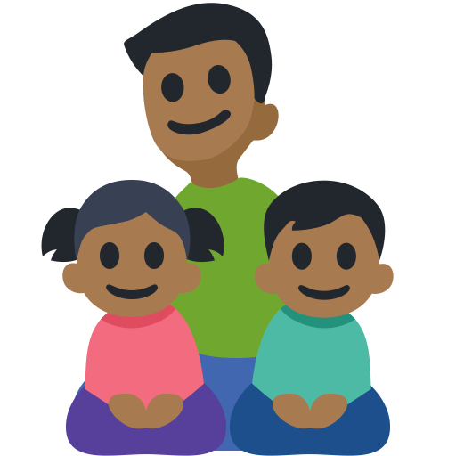 Família - Homem: Tom de Pele Médio-Escuro, Menina: Tom de Pele Médio-Escuro, Menino: Tom de Pele Médio-Escuro