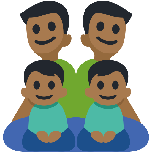 Família - Homem: Tom de Pele Médio-Escuro, Homem: Tom de Pele Médio-Escuro, Menino: Tom de Pele Médio-Escuro, Menino: Tom de Pele Médio-Escuro