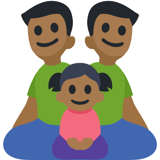 Família - Homem: Tom de Pele Médio-Escuro, Homem: Tom de Pele Médio-Escuro, Menina: Tom de Pele Médio-Escuro