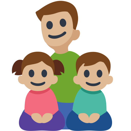 Família - Homem: Tom de Pele Médio-Claro, Menina: Tom de Pele Médio-Claro, Menino: Tom de Pele Médio-Claro