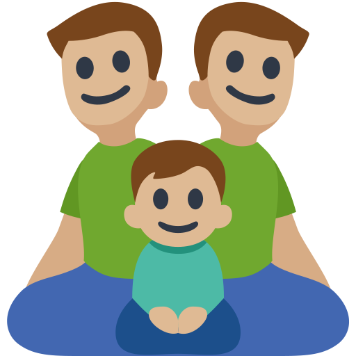 Família - Homem: Tom de Pele Médio-Claro, Homem: Tom de Pele Médio-Claro, Menino: Tom de Pele Médio-Claro