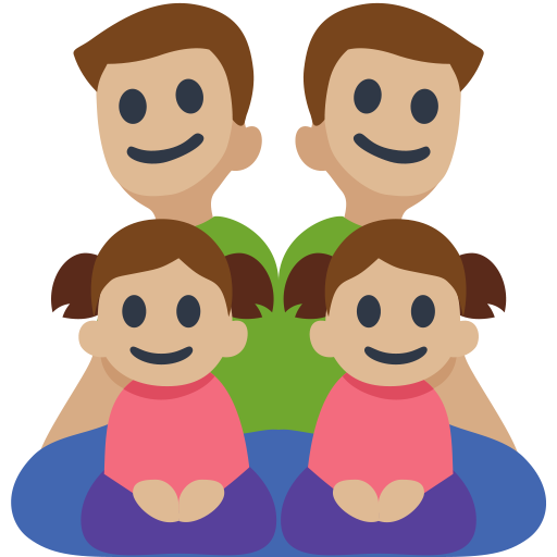 Família - Homem: Tom de Pele Médio-Claro, Homem: Tom de Pele Médio-Claro, Menina: Tom de Pele Médio-Claro, Menina: Tom de Pele Médio-Claro