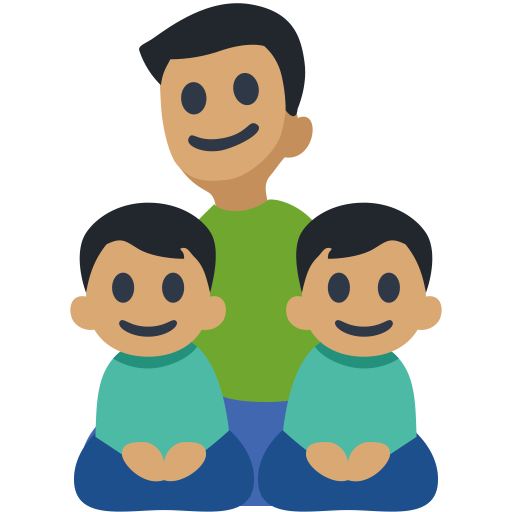 Família - Homem: Tom de Pele Médio, Menino: Tom de Pele Médio, Menino: Tom de Pele Médio