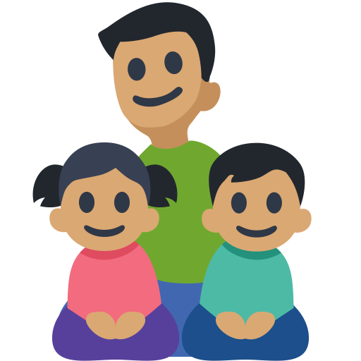 Família - Homem: Tom de Pele Médio, Menina: Tom de Pele Médio, Menino: Tom de Pele Médio