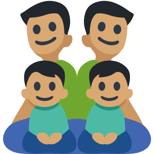 Família - Homem: Tom de Pele Médio, Homem: Tom de Pele Médio, Menino: Tom de Pele Médio, Menino: Tom de Pele Médio