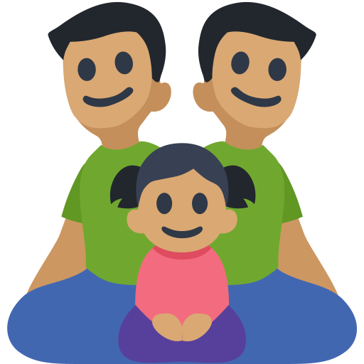Família - Homem: Tom de Pele Médio, Homem: Tom de Pele Médio, Menina: Tom de Pele Médio