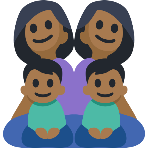 Família - Mulher: Tom de Pele Médio-Escuro, Mulher: Tom de Pele Médio-Escuro, Menino: Tom de Pele Médio-Escuro, Menino: Tom de Pele Médio-Escuro
