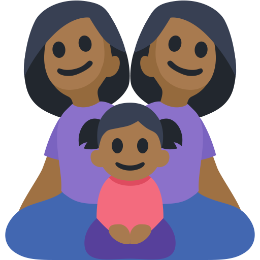 Família - Mulher: Tom de Pele Médio-Escuro, Mulher: Tom de Pele Médio-Escuro, Menina: Tom de Pele Médio-Escuro