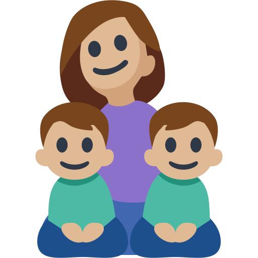 Família - Mulher: Tom de Pele Médio-Claro, Menino: Tom de Pele Médio-Claro, Menino: Tom de Pele Médio-Claro