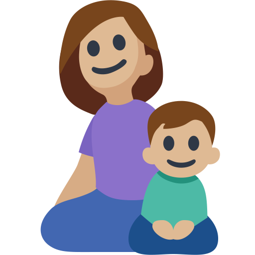 Família - Mulher: Tom de Pele Médio-Claro, Menino: Tom de Pele Médio-Claro