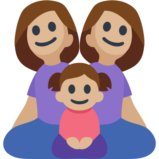 Família - Mulher: Tom de Pele Médio-Claro, Mulher: Tom de Pele Médio-Claro, Menina: Tom de Pele Médio-Claro