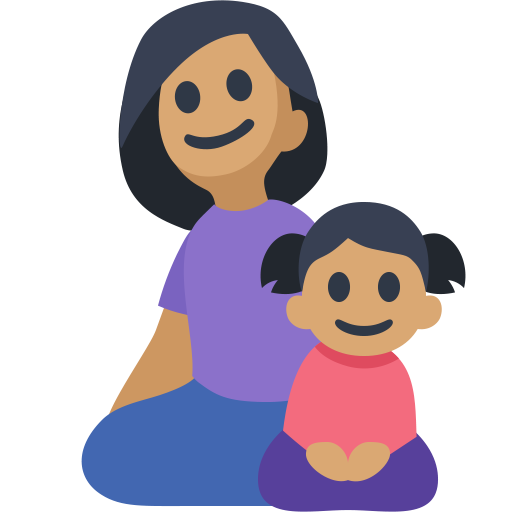 Família - Mulher: Tom de Pele Médio, Menina: Tom de Pele Médio