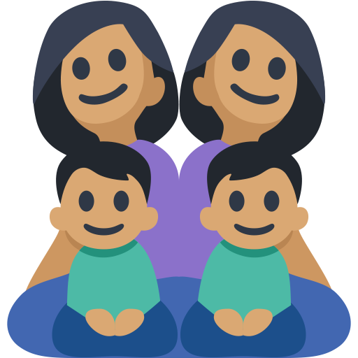 Família - Mulher: Tom de Pele Médio, Mulher: Tom de Pele Médio, Menino: Tom de Pele Médio, Menino: Tom de Pele Médio