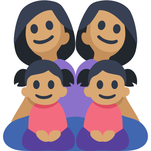 Família - Mulher: Tom de Pele Médio, Mulher: Tom de Pele Médio, Menina: Tom de Pele Médio, Menino: Tom de Pele Médio