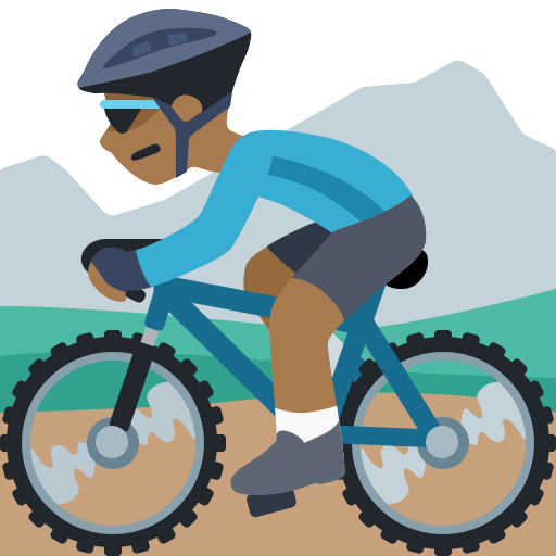 Homem Fazendo Mountain Bike: Tom de Pele Médio-Escuro