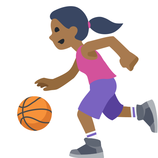 Mulher Jogando Basquete: Tom de Pele Médio-Escuro