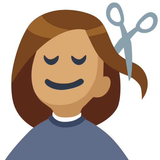Mulher Cortando O Cabelo: Tom de Pele Médio