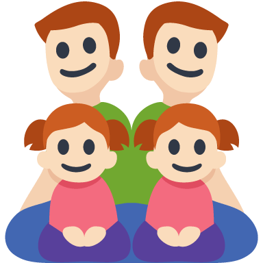 Família - Homem: Tom de Pele Claro, Homem: Tom de Pele Claro, Menina: Tom de Pele Claro, Menina: Tom de Pele Claro